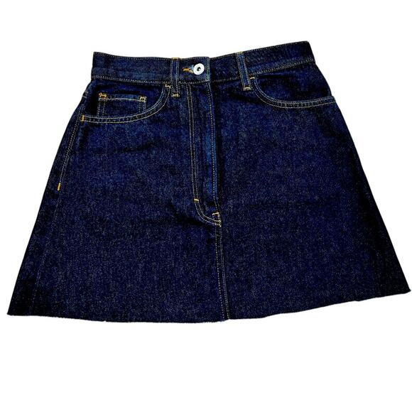 COS Denim Mini Skirt Raw Hem Size 4 NWT - Picture 2 of 9